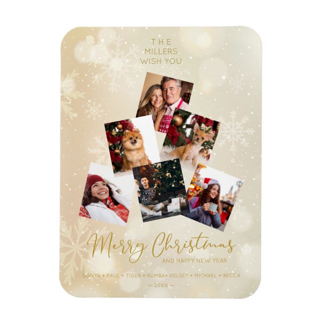 Íman Custom Photo Family Christmas Tree Happy New Year (Vertical)
