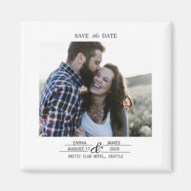 Íman Custom Photo Save the Date Wedding magnet (Frente)