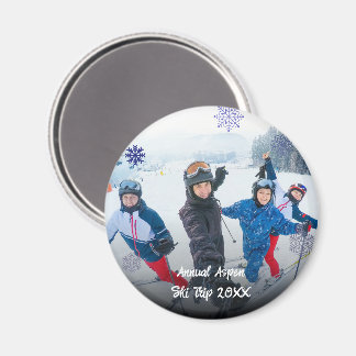 Íman Custom Photo Snowflake Circle Travel