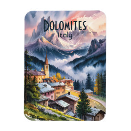 Íman Custom Text Dolomites Alps Italy Travel Watercolor