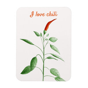 Íman Custom Text Hot Pepper Plant Botanical Love Chili