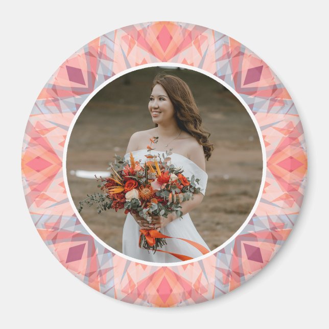 Íman Custom Wedding Anniversary Pink Peach Star Photo (Frente)