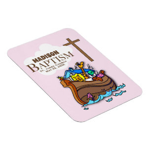 Íman Customizable, Baby Girl Baptism Noah's Ark