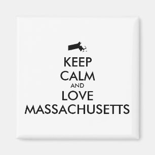 Íman Customizável MANTENHA A CALMA e AME MASSACHUSETTS