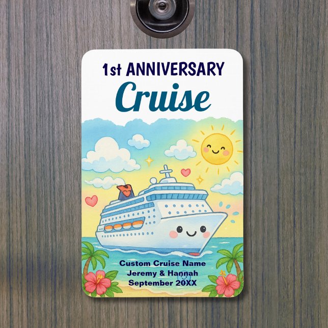 Íman Cute 1st Anniversary Cruise Stateroom Cabin Door (Cute 1st Anniversary Cruise Stateroom Cabin Door Magnet
)