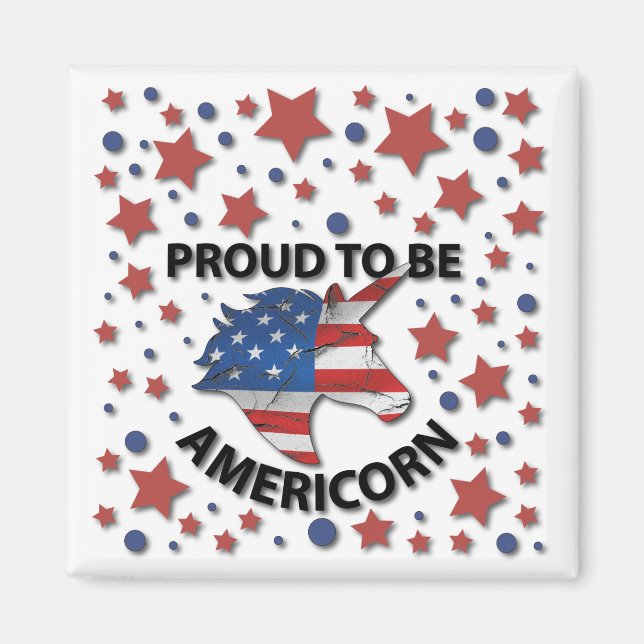 Íman Cute 4 de julho, vermelho, branco e azul Americano (Frente)