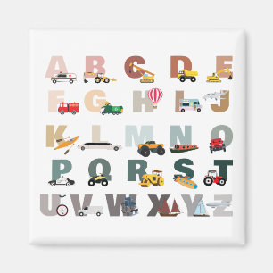 Íman Cute Alphabet ABC Trucks, Veículos De Transporte