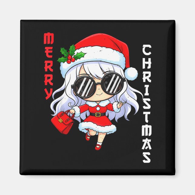Íman Cute Anime Christmas Pajama Outfit Funny Holiday F (Frente)