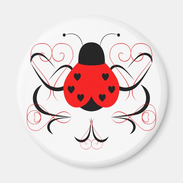 Íman Cute Artsy Heart Ladybug Magnet (Frente)