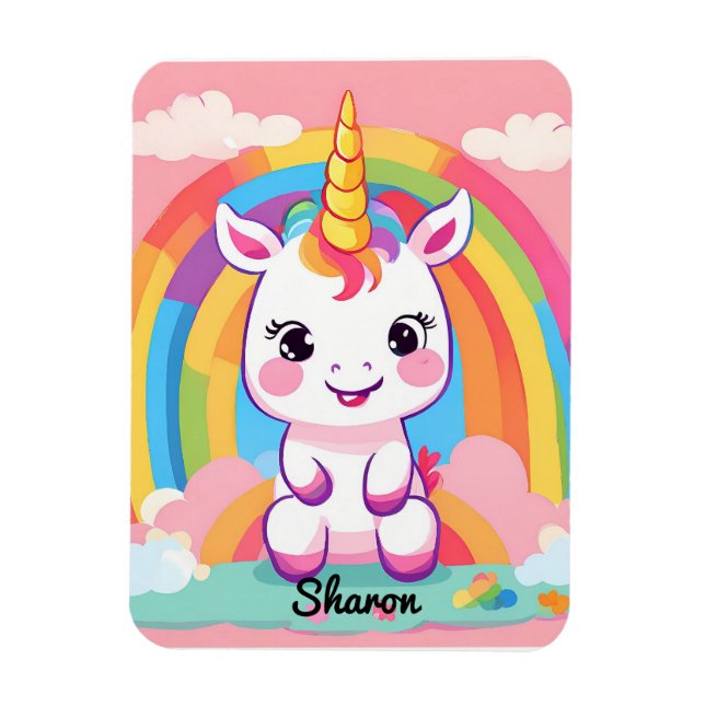 Íman Cute Baby Unicorn Rainbow (Vertical)