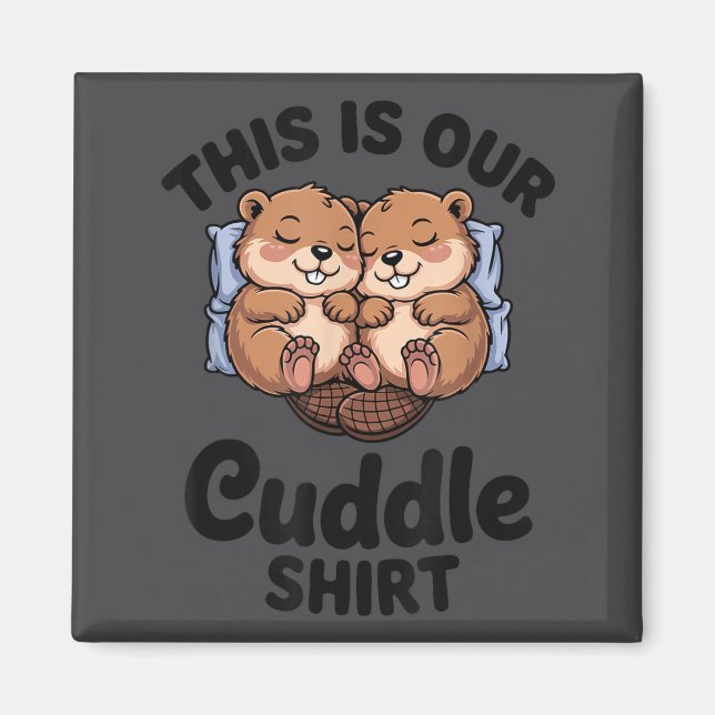 Íman Cute Beavers Holding Hands This Is Our Cuddle  (Frente)