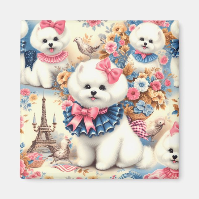 Íman Cute Bichon Frisé Seamless (Frente)