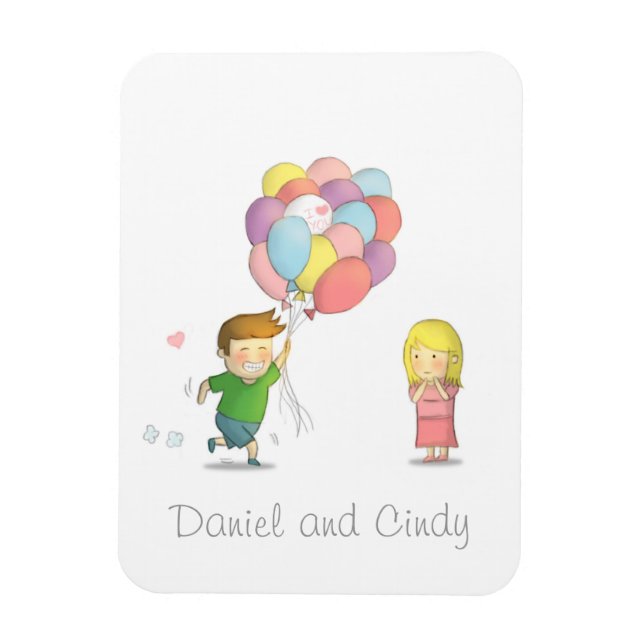 Íman Cute Boy compartilha seu amor à garota com balões (Vertical)