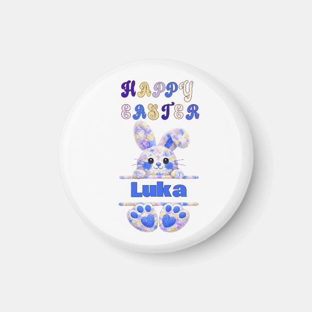 Íman Cute Boy Easter Bunny Personalize (Frente)