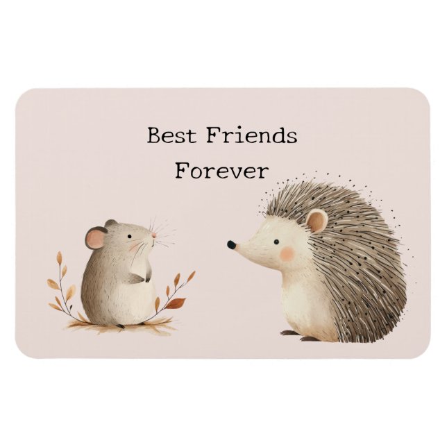 Íman Cute Brown Cream Hedgehog Mouse Best Friends (Horizontal)