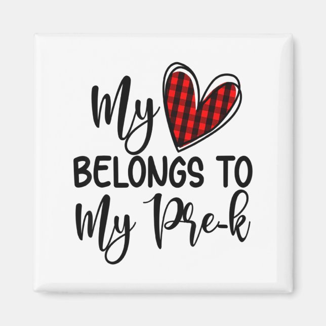 Íman Cute Buffalo Plaid Heart Valentines Day For Pre K  (Frente)