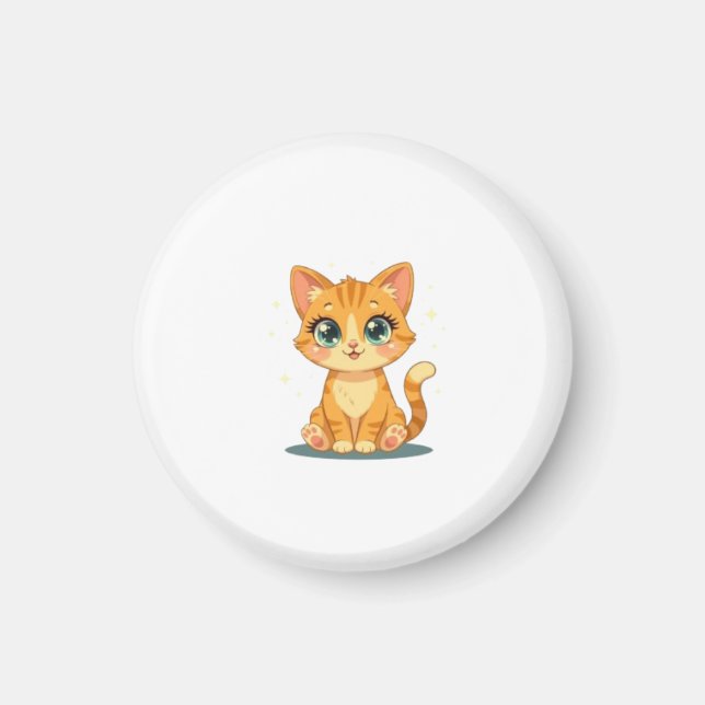 Íman **Cute Cartoon Cat – Adorable Kitty Illustration** (Frente)