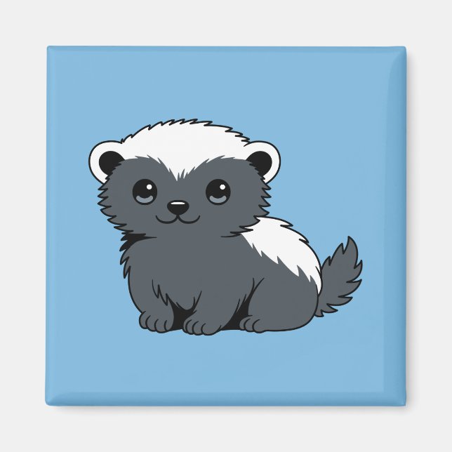 Íman Cute Cartoon Honey Badger on Blue (Frente)