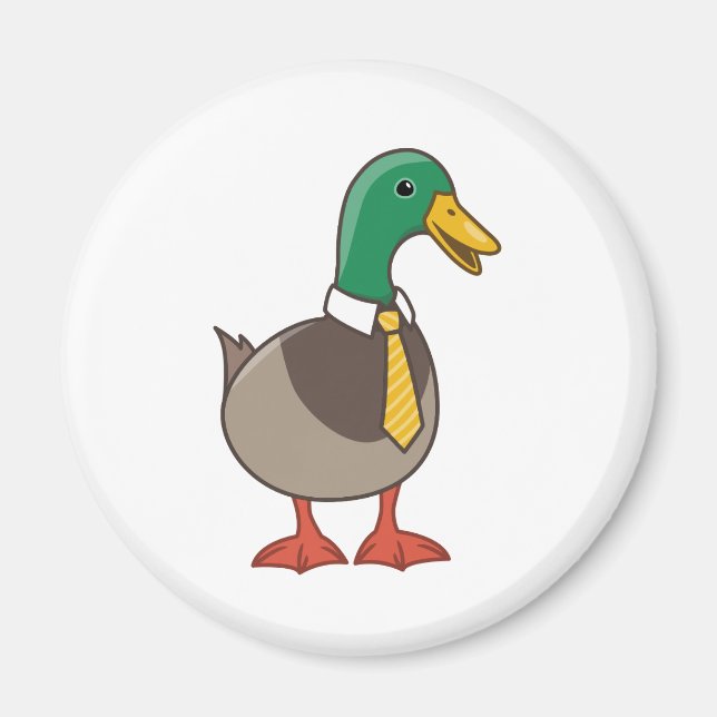 Íman Cute Cartoon Mallard Duck with a Tie (Frente)