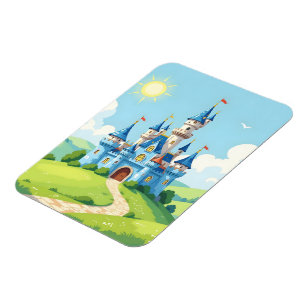 Íman Cute castelo azul e branco