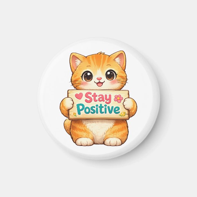 Íman Cute Cat Stay Positive Cheerful Mood  (Frente)