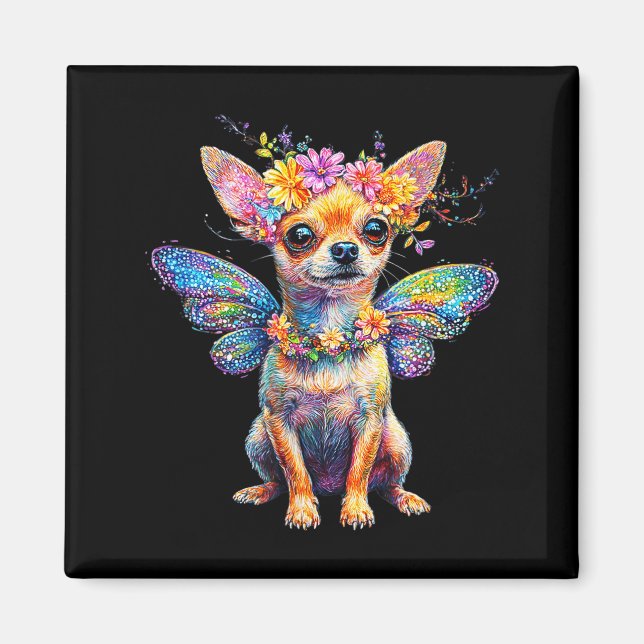 Íman Cute Chihuahua Dog Angel With Wings  (Frente)