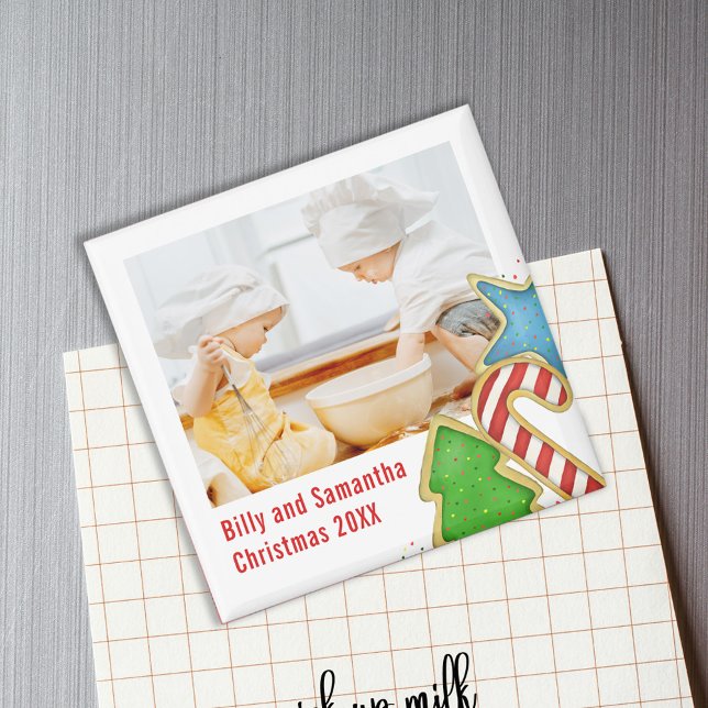 Íman Cute Christmas Cookie Holiday Photo Custom (Christmas cookies photo magnet.)