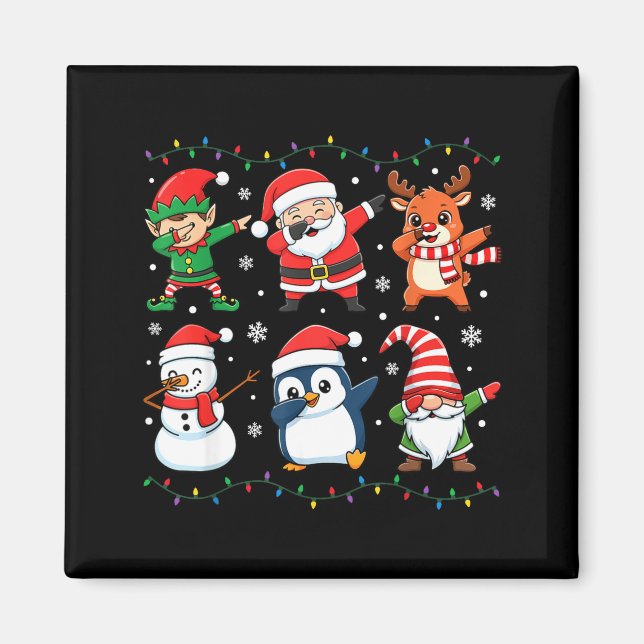 Íman Cute Christmas Dabbing Santa Elf Reindeer Boys Gir (Frente)