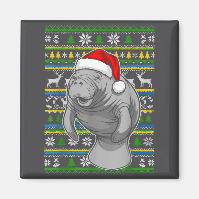 Íman Cute Christmas Manatee Shirt, Manatee Ugly Xmas Sw (Frente)