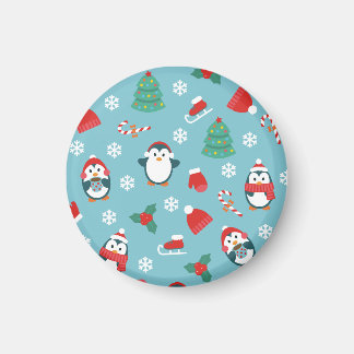 Íman Cute Christmas Penguins Pattern