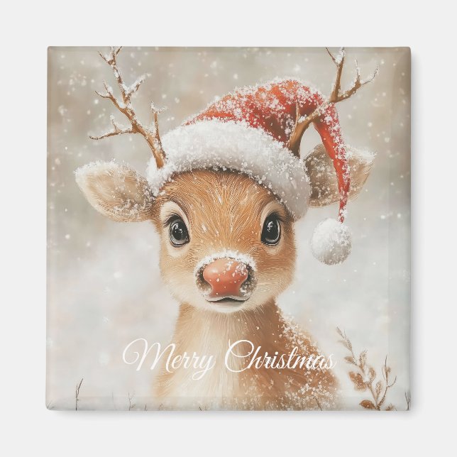 Íman Cute Christmas Reindeer Magnet (Frente)