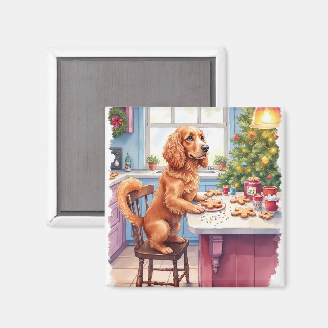 Íman Cute Cocker Spaniel Gingerbread Baking Christmas (Front/Back)