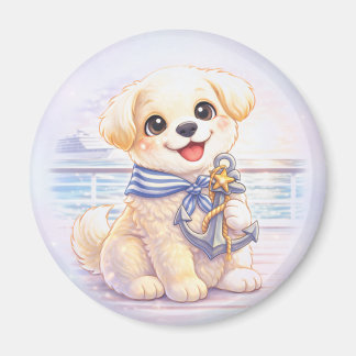 Íman Cute Cruise Puppy Anchor Round Magnet
