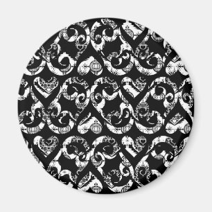 Íman Cute design de fundo de corações vintage preto e b