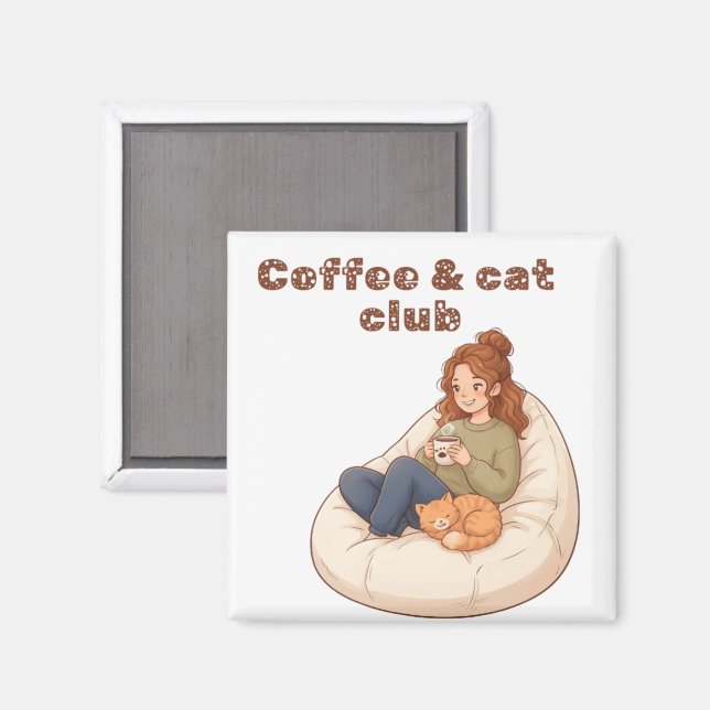 Íman Cute design do Café & Clube do Gato  (Front/Back)
