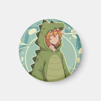 Íman Cute Dino Friend Anime Boy - Green Dinosaur