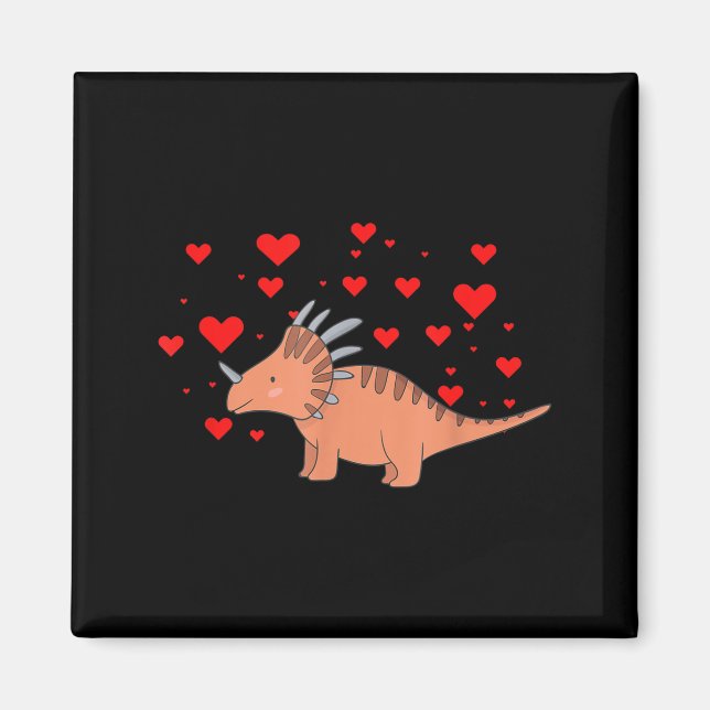 Íman Cute Dinosaur Shirt For Valentines Day _ Tricerato (Frente)