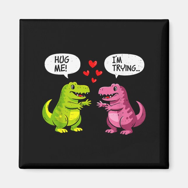 Íman Cute Dinosaur T Rex Hug Valentines Day Couple Boyf (Frente)