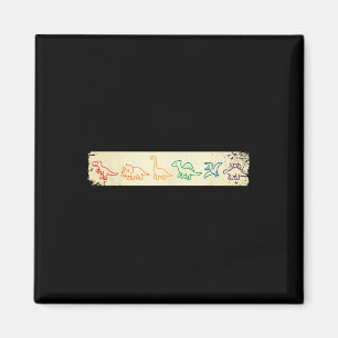 Íman Cute Diversão Arco-íris Dinossauro Arte Linha Colo