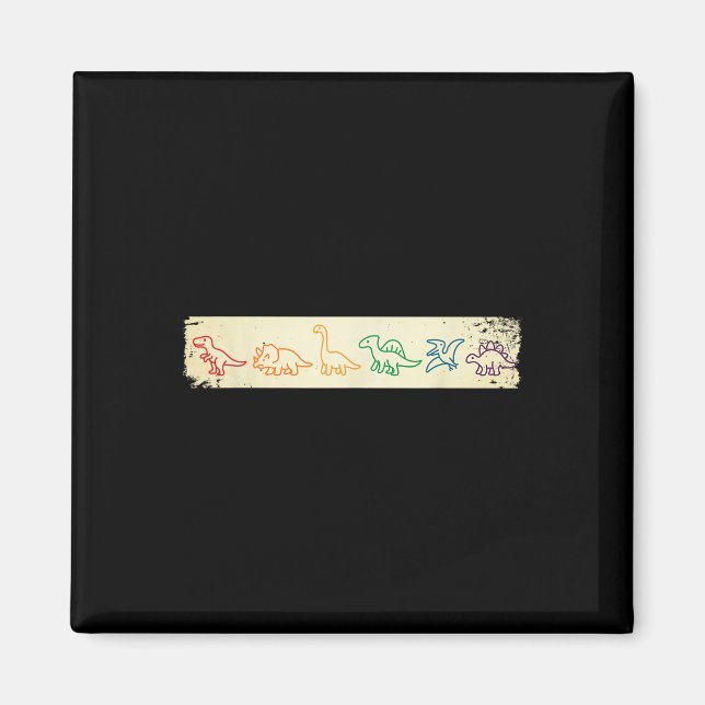 Íman Cute Diversão Arco-íris Dinossauro Arte Linha Colo (Frente)