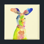 Íman Cute Easter bunny<br><div class="desc">Watercolor original illustration of a cute Easter bunny rabbit in yellow and blue</div>