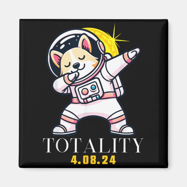 Íman Cute Eclipse Total do Sol Dabbing Shiba (Frente)