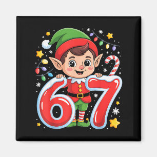 Íman Cute Elfo Seis Sete 6 7 Meme Roupa de Natal Engraç