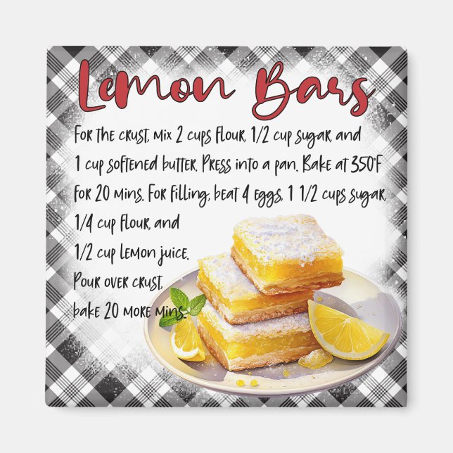 Íman Cute Farmhouse Homemade Lemon Bars Baking Recipe (Frente)