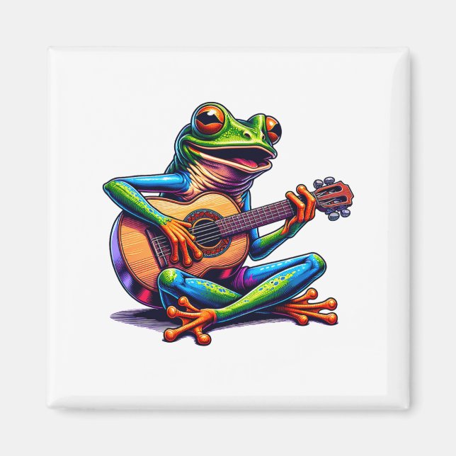 Íman Cute Frog Playing A Guitar Dont Worry Be Hoppy _1  (Frente)