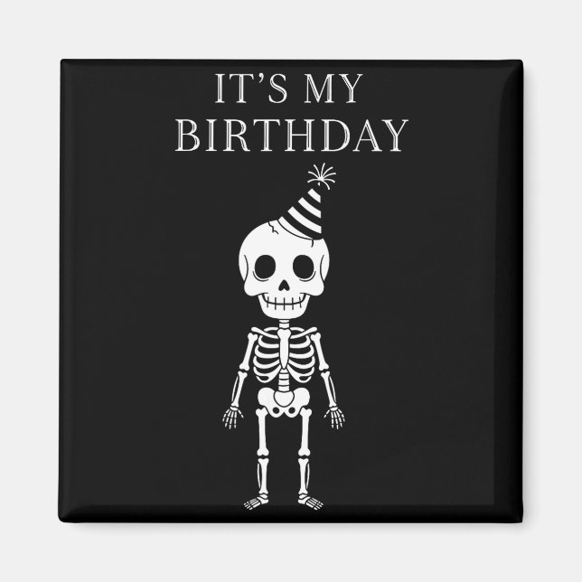 Íman Cute Funny Kawaii Skeleton Birthday Skull Happy Wo (Frente)