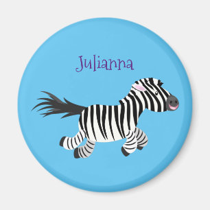 Íman Cute funny zebra running cartoon illustration