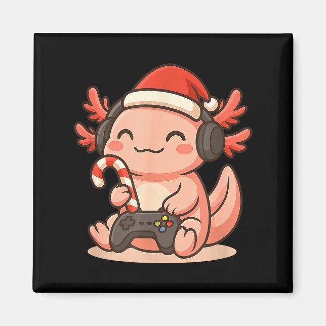 Íman Cute Gamer Axolotl Christmas Design  (Frente)