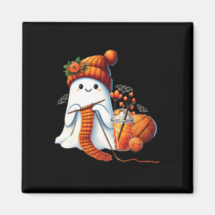 Íman Cute Ghost Crochet Knitting Amante Café de Hallowe