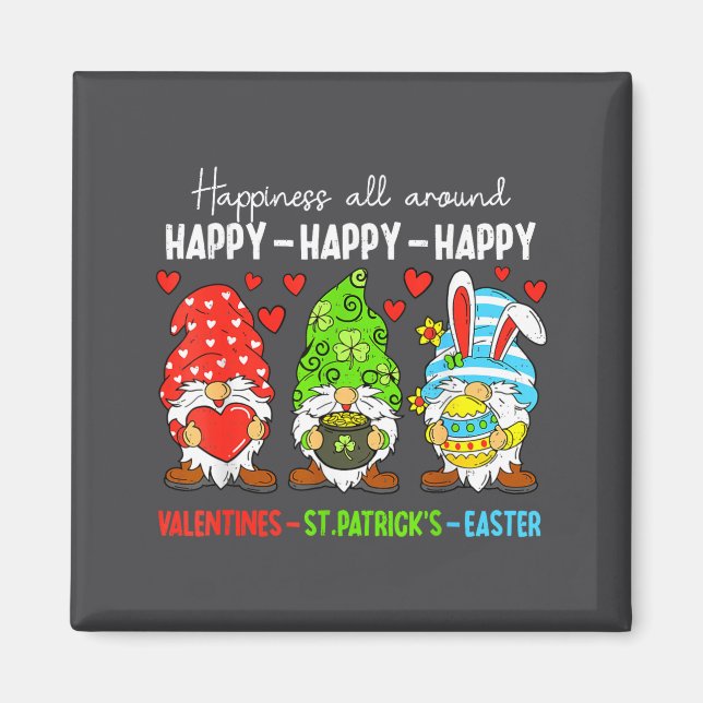 Íman Cute Gnome Happy Valentines St Patricks Easter Hol (Frente)